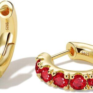 14k Gold Plated Chunky Huggies Earring for Women with Sterling Silver Post,Trend